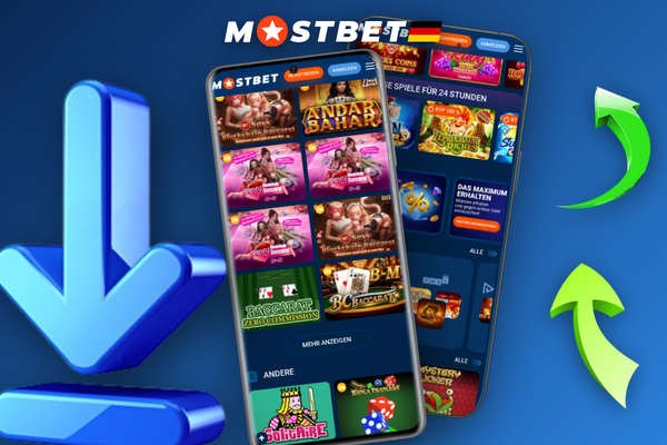 Mostbet App Update-Benachrichtigung mit Fortschrittsbalken auf dem Smartphone