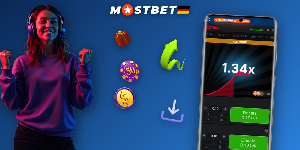 Vollständige Mostbet Aviator Online Spieloberfläche mit Flugzeug, Kurve und großem Multiplikator