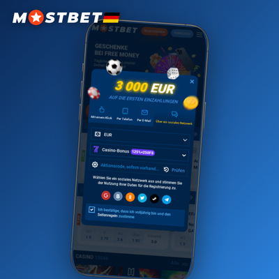 Mostbet Ein-Klick-Registrierung: Land und Währung wählen und in Sekunden angemeldet sein